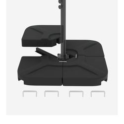 Kingdura 4-Piece 230LBS Cantilever Offset Patio Umbrella Base, Heavy Duty Weights Square Stand Base Water or Sand Refillable Plate Set with 4 Lock Pin