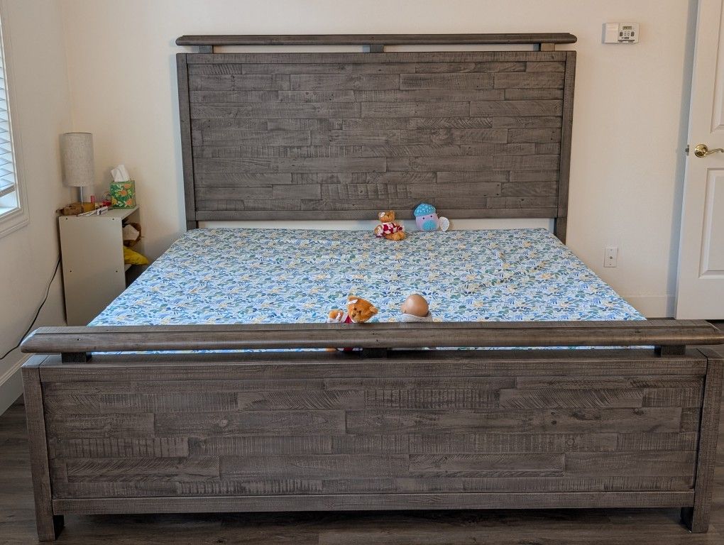 Ashley Solid Wooden Bed Frame With Box Spring And Mattress
