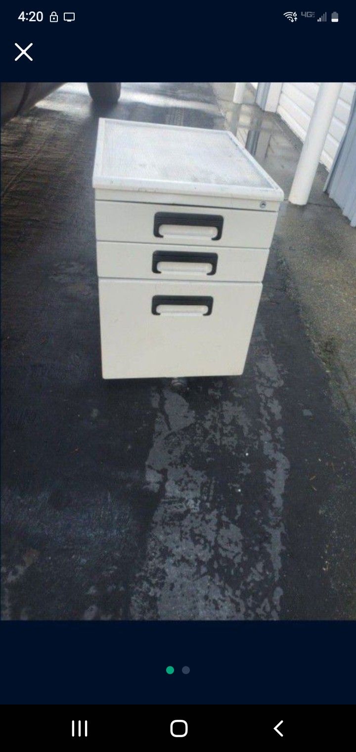 3 Rolling Cabinets  Toolboxes  Grey$35  Rolling Allsteel  ,Black $15 , White One $35 All 3 For  $55