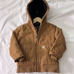 Carhartt Toddler Boys 3T Insulated Hooded Jacket Brown Canvas