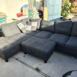 Lean Black L-shaped Couch
