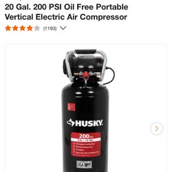 Husky 20 Gal. 200 PSI Oil Free Portable Vertical Electric Air Compressor
