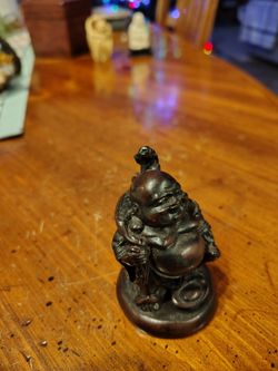 Asian Resin Laughing Buddha With Money Bag Figurine