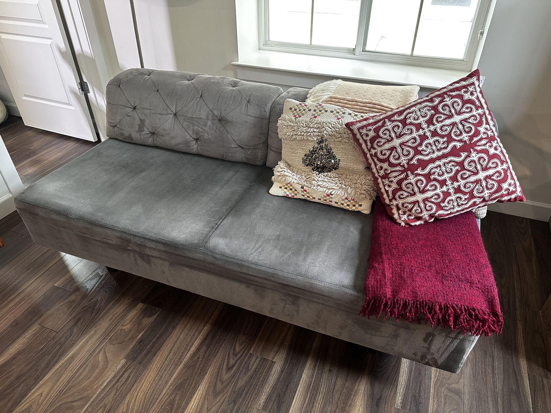 West Elm Tillary Sofa Suede Charcoal (retail $1000)
