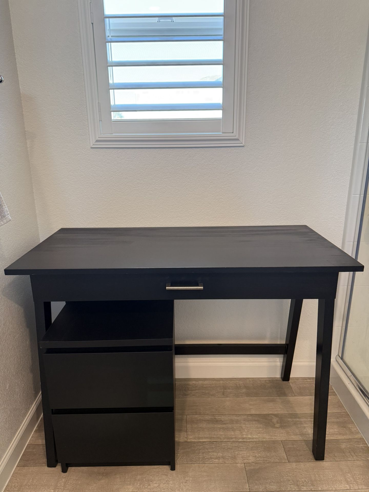 Rustic Black Desk & 2 Drawer Vanity Set