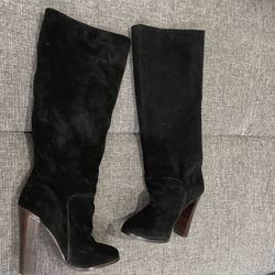 Collin Stuart black long black boots High Heels  suede 