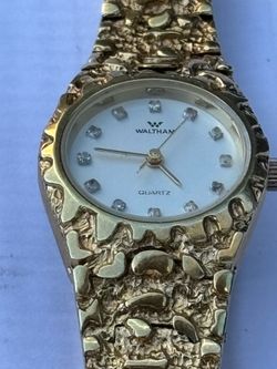 Waltham Quartz Gold-Tone Nugget Watch