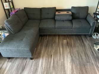 Modern Dark Gray Sectional Sofa – $300