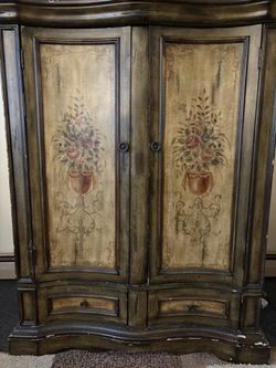 Vintage  TV Armoire  Brown/ Tan Colors Measurements 54” In High X 44”in X 2’Ft Deep 