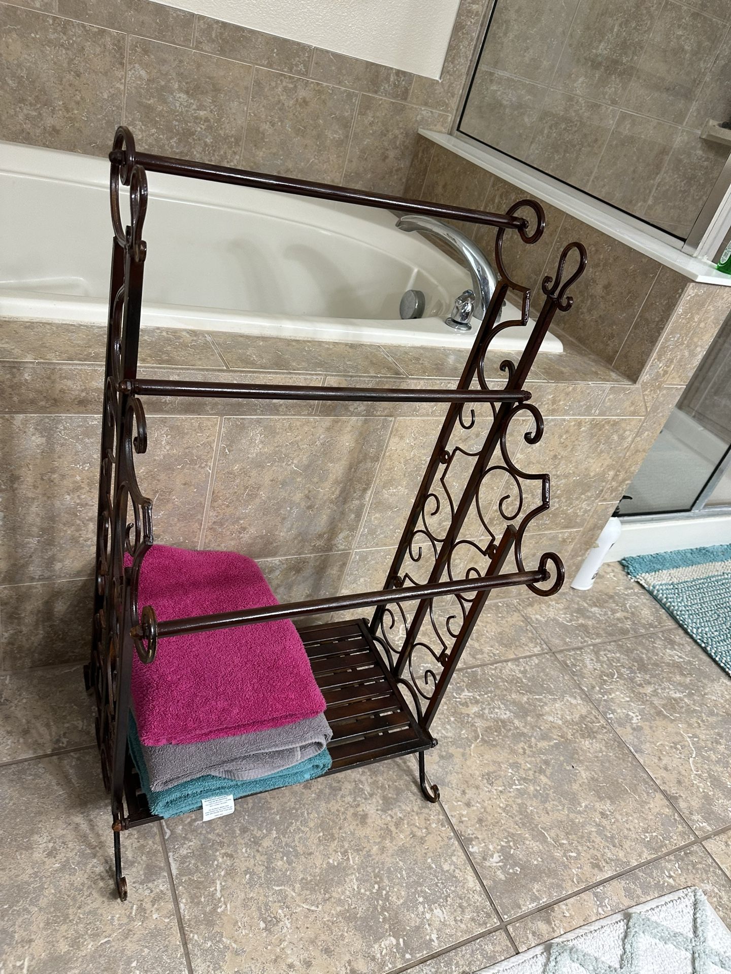 Towel/ Blanket Rack Wood Metal Sturdy