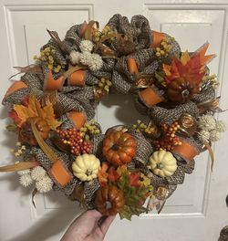 One of a kind, handmade Thanksgiving wreath
