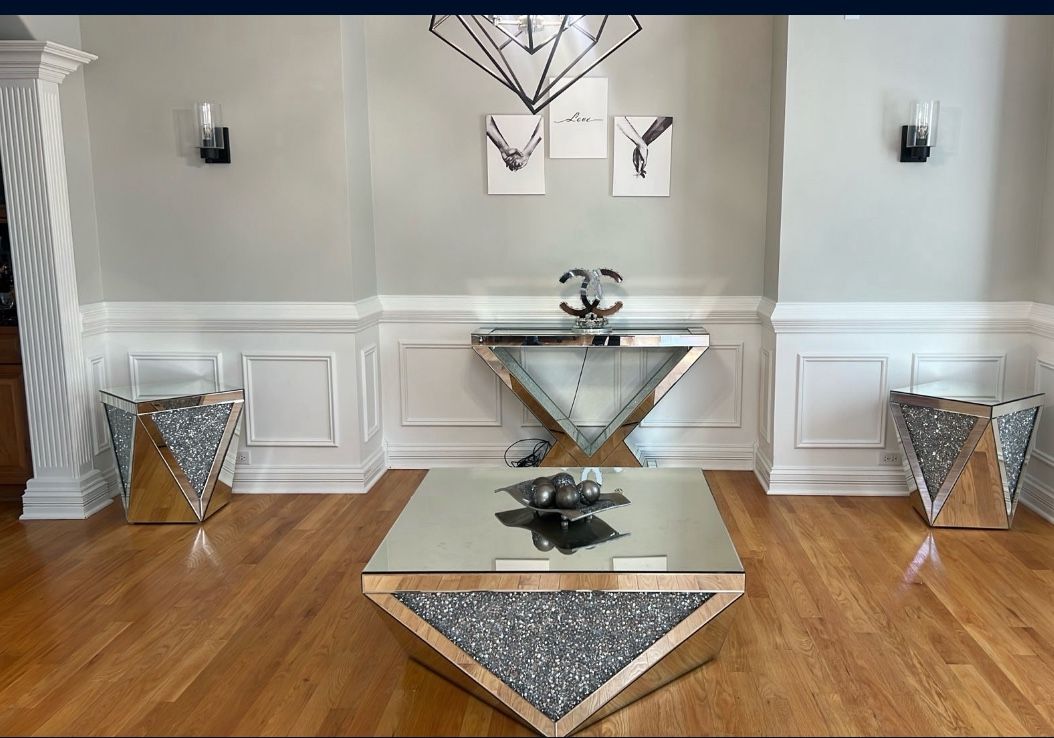 4 Bundle Set Mirror End Table Coffee Table And Console 