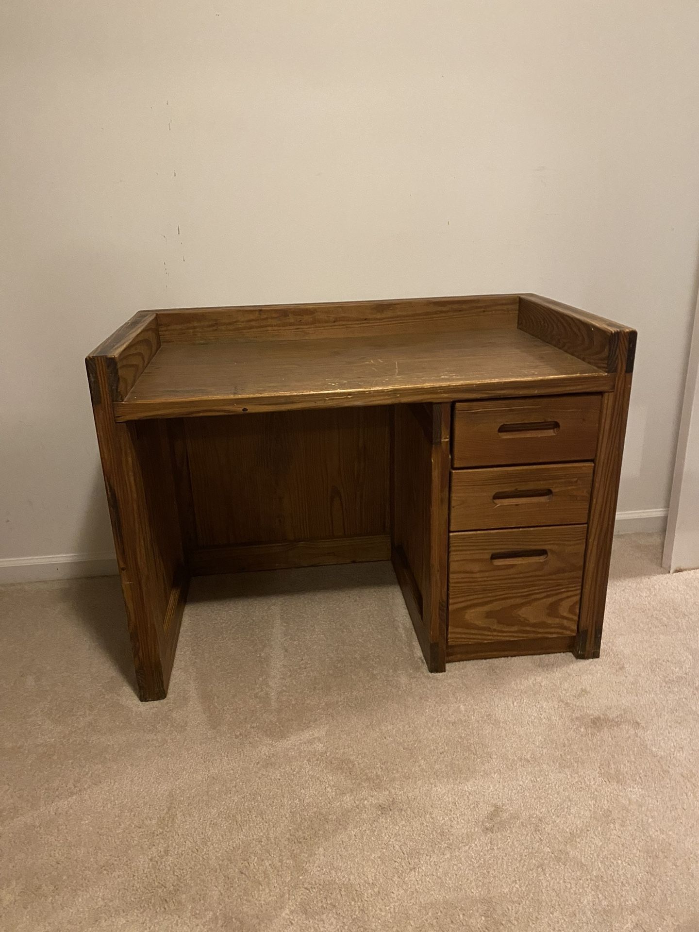 Solid Pine Wood Vintage Desk