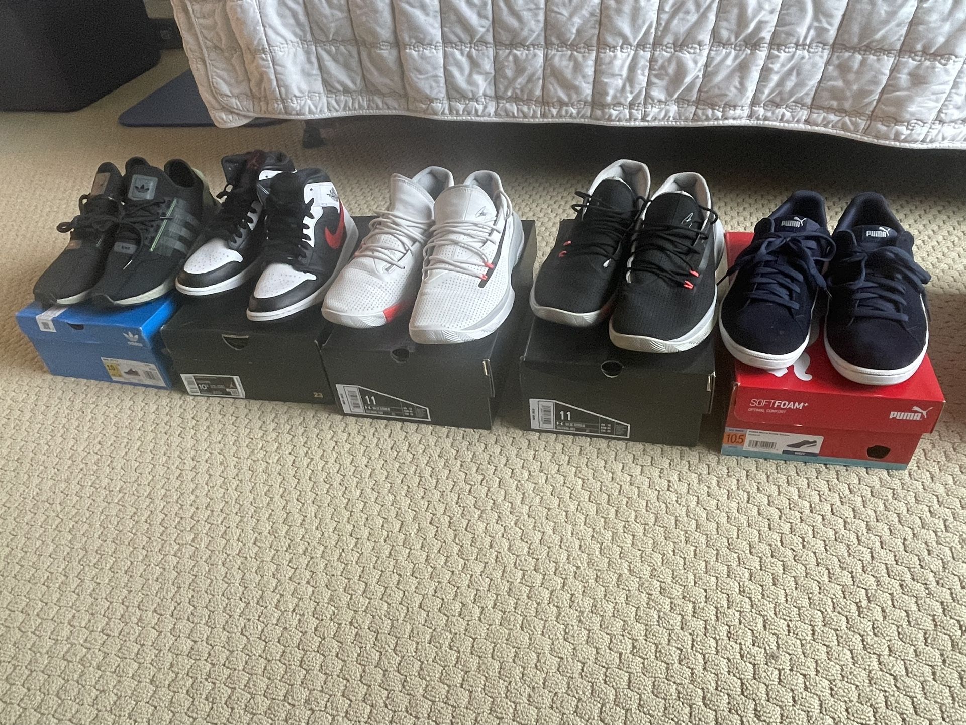 Nike, Adidas, Under Armour, Puma, Size Men's Shoes