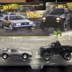 2026 Hot Wheels Premium Twin Pack Back To The Future Delorean 1987 Toyota Pickup