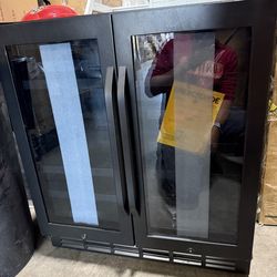 30 Inch Wine and Beverage Refrigerator, Upgrade Dual Zone Wine Cooler, 30'' Wine beverage Fridge Built in or Freestanding Under Counter Large Capacity