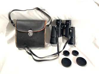 Antique World War II era (Mercury) brand binoculars with lens caps and case