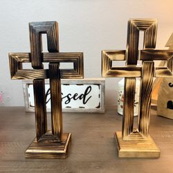 🪵 Handmade Woven Wooden Cross – Pine | 10" x 6"