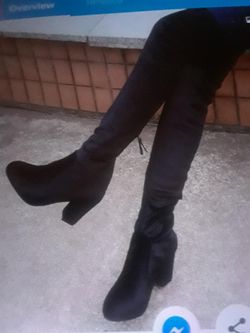 BLACK OVER DA KNEE STRETCH BACKIN SLIM HARD 90 SUEDE VELVET 4" THIGH HIGH HEEL BOOTS STUART WEITZMAN SIZE 7 1/2!!!!!!!!!!!!!!!!!!!!