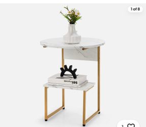 2-Tier Compact White Side Table / Nightstand