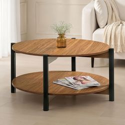 Hyde Walnut Round Coffee Table