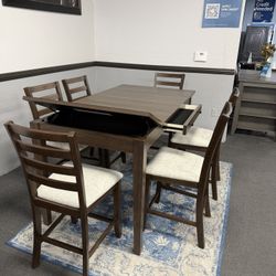 7PC Brown Dining Table Set