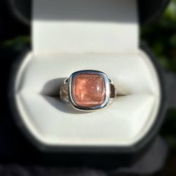 Jewelry 10k solid white gold strawberry rose quartz 8.5CTW ring sz 7.00