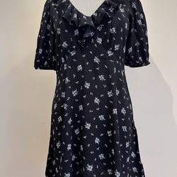 Gap Black Floral Mini Dress Excellent Condition, Medium