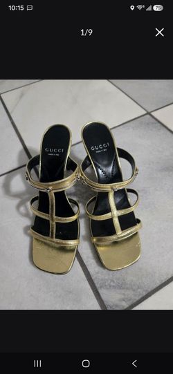 Gucci Horsebit metallic gold leather sandals
