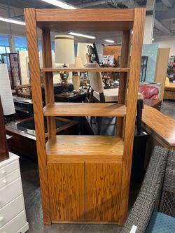 SOLD - Mid-Century Open Shelf Bookcase with Cabinet Storage