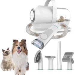 Pet Grooming Kit & Vacuum Suction with 5 Professional Grooming Shedding Tools for Dogs Cats