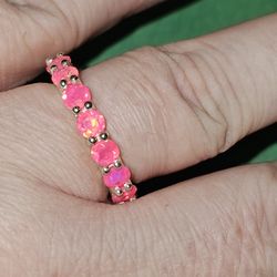 Size 8 Pink Ethiopian Opal Stackable Ring