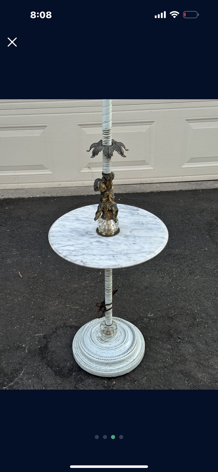 Vintage Hollywood Regency  Floor Lamp  With Bronze  Cherub And Marble Table 