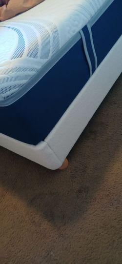 Queen  size bed frame white/w mattress  and 2 free sheets