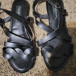 Women's Black Leather Sandals...size 7