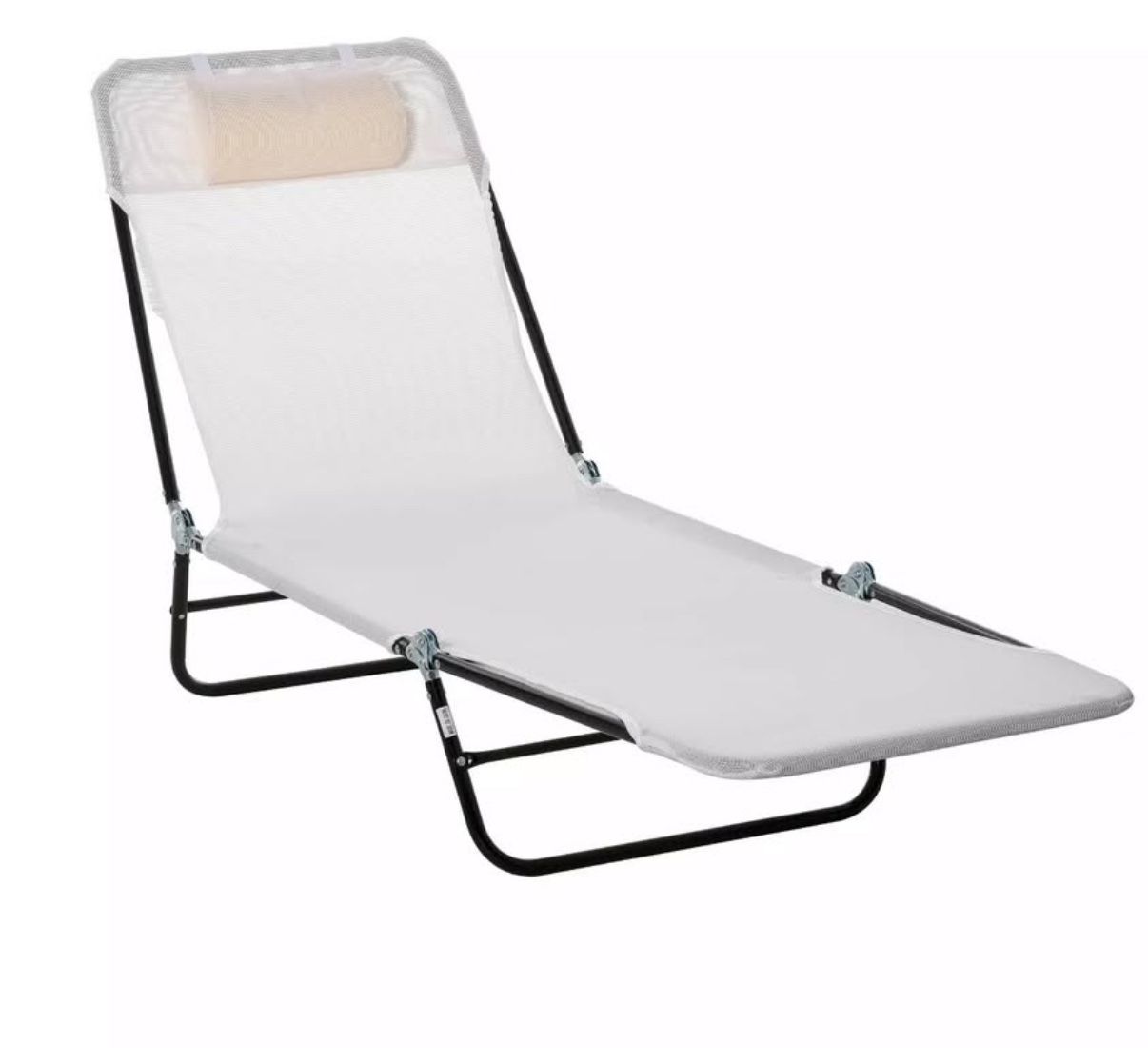 Reclining Camping Tanning Chair with Breathable Mesh Fabric and Headrest
