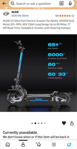 65 mph 80mi range, fastest scooter you can buy with 2  year warranty $1,100 obo