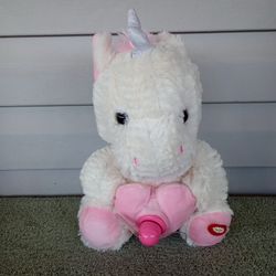Goffa " I CAN'T HELP MYSELF SUGAR PIE" Valentine's Day UNICORN LED Fan Plush Toy