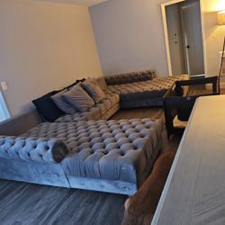 Grey Chesterfield Sectional Couches