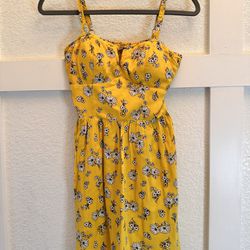 AUW | Junior Dress | Yellow With Floral Print | Small