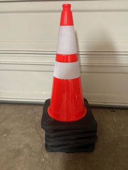 Orange Traffic Cones with Reflective Strips – Set of 5