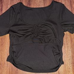 V-neck Crop Top(Black)