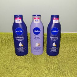 3 Nivea Body Lotion 8.4oz (2 Essentially Enriched/1 Shea Nourish 