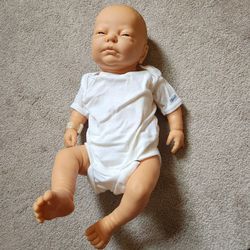 Berjusa Anatomically Correct Newborn Baby Boy Doll Blue Eyes 18-inch Vinyl