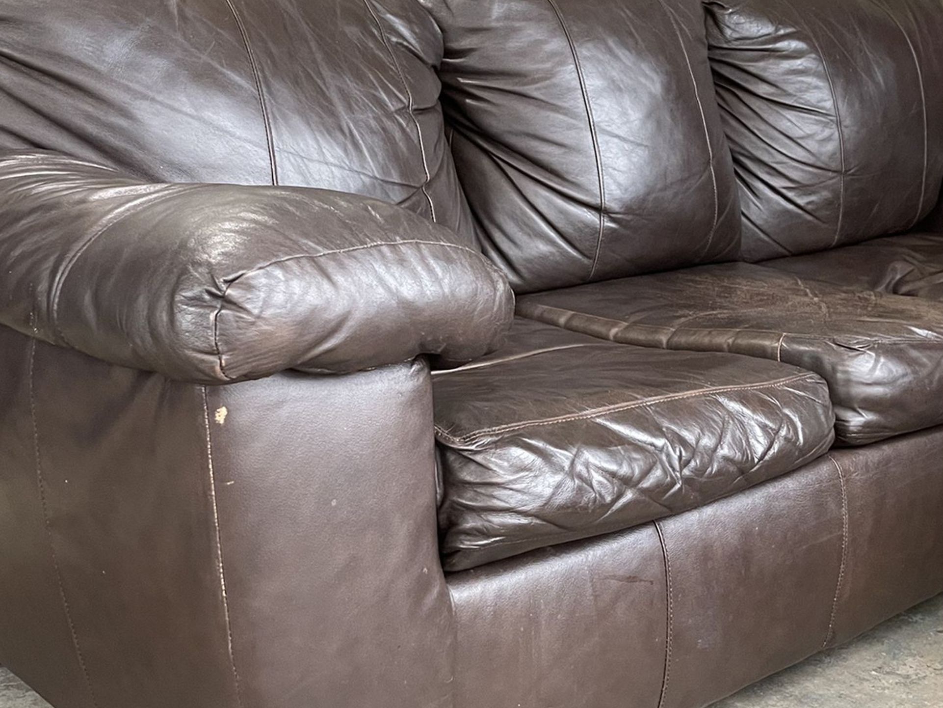 Brown Leather Couch with Pull Out Bed