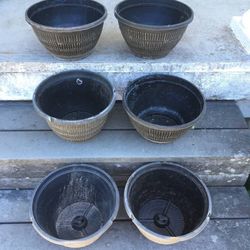 Lot of 6 Brown Hanging Pot Brown Garden Nursery Flower Pots