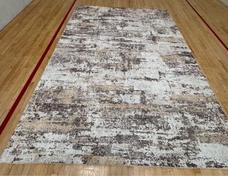 Modern Abstract Distressed Area Rug/9’x12’ brown,beige and cream