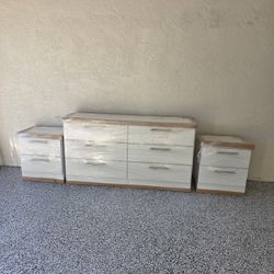 WHITE DRESSER  +NIGHTSTANDS 