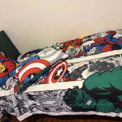 Marvel Twin Bedding Set with Bed Frame and Mattress