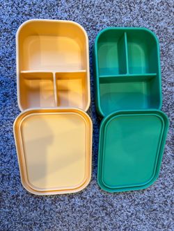 Brand New Layhit 2 Pcs Silicone Bento Box 27 Oz 3 Compartments